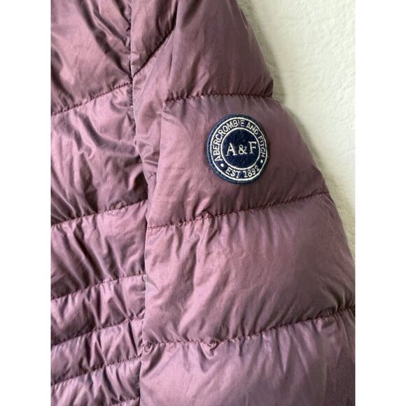 Abercrombie & Fitch Womens Down Puffer Coat Jacket L Lightweight Packable Zip - Picture 4 of 9